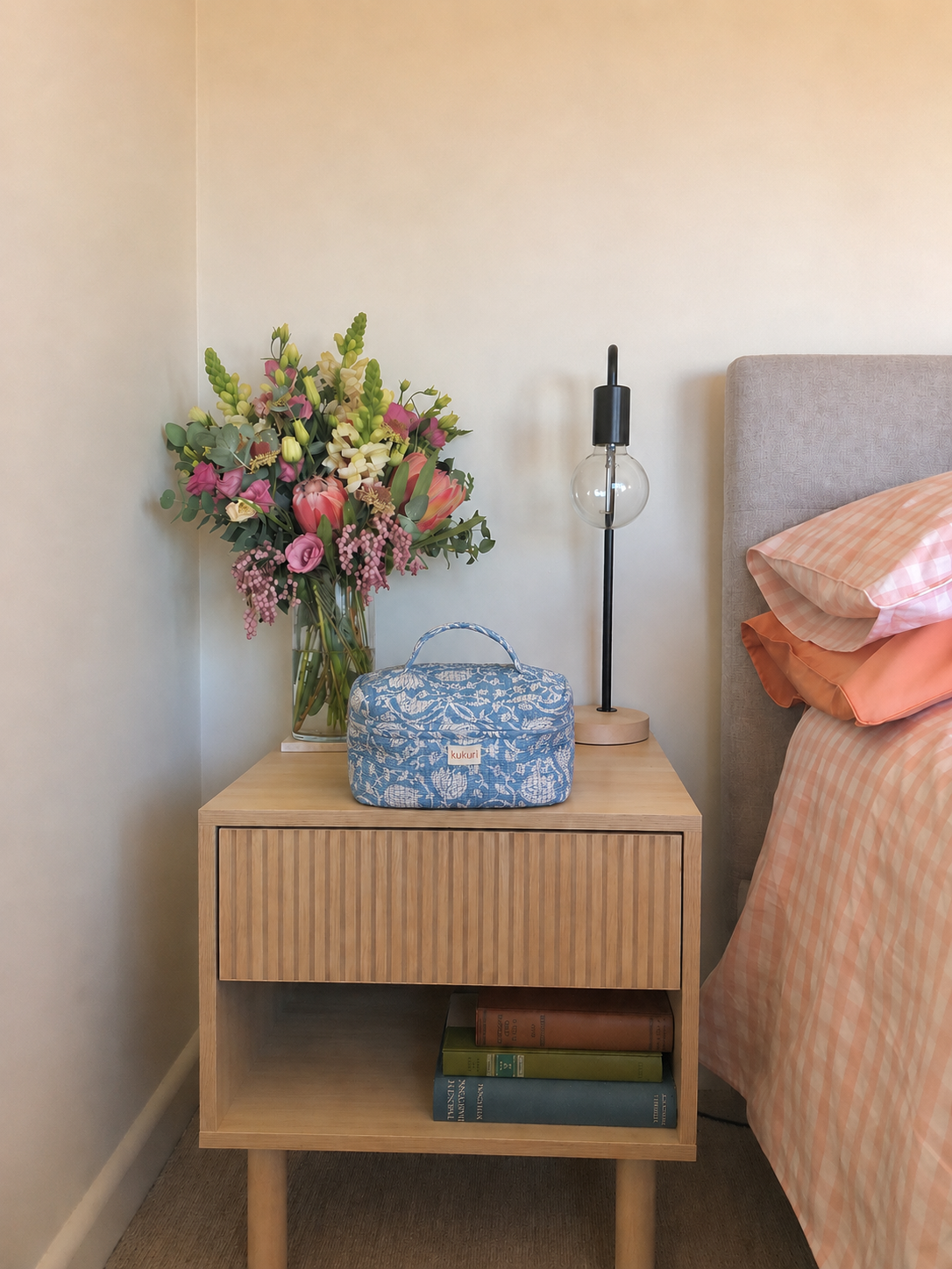 Blue Floral Vanity Bag