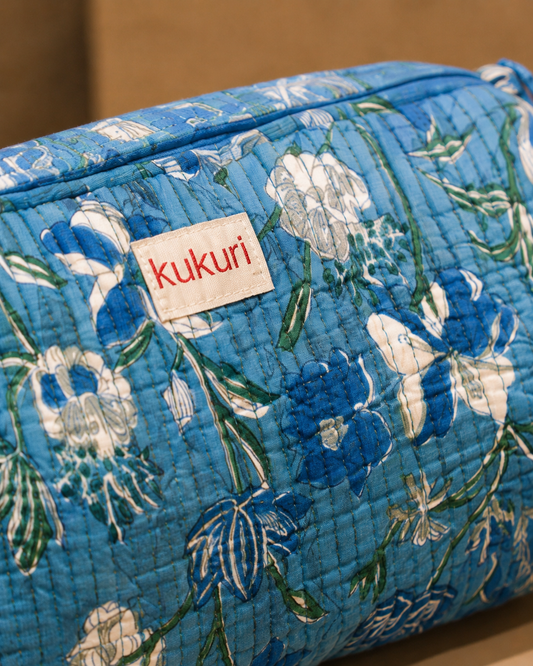 Blue floral Large pouch