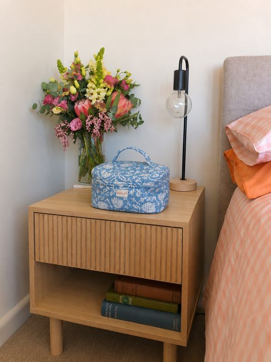 Blue Floral Vanity Bag