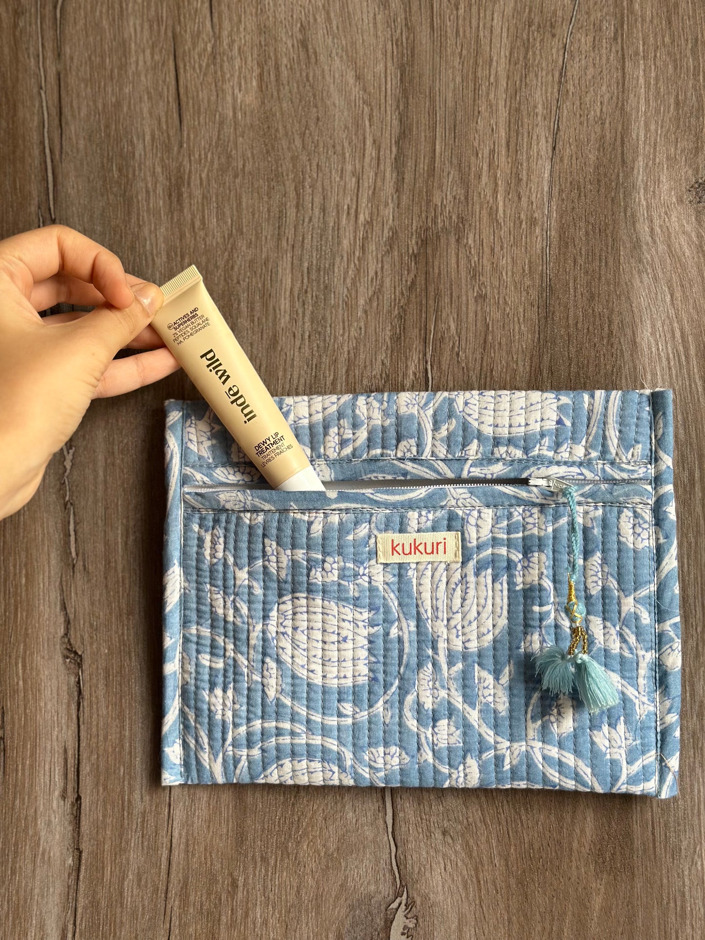 Blue floral envelope pouch