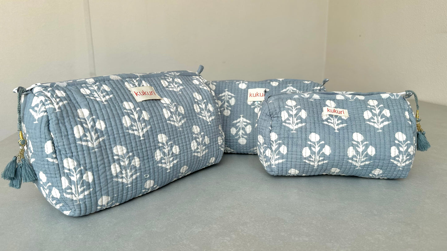 Dusty Blue Pouch (Set of 3)