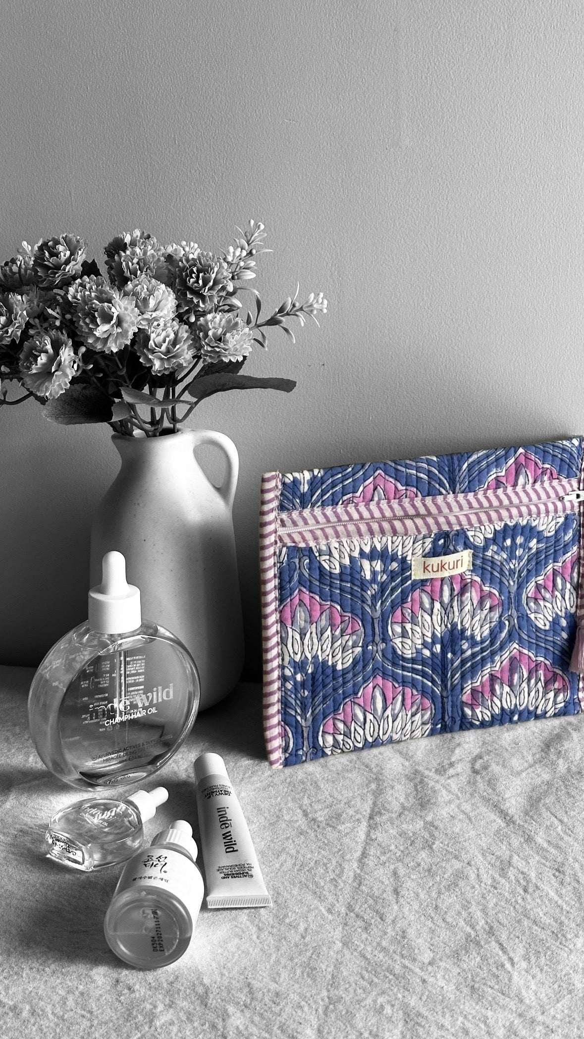Blue & Blush Envelope Quilted Pouch