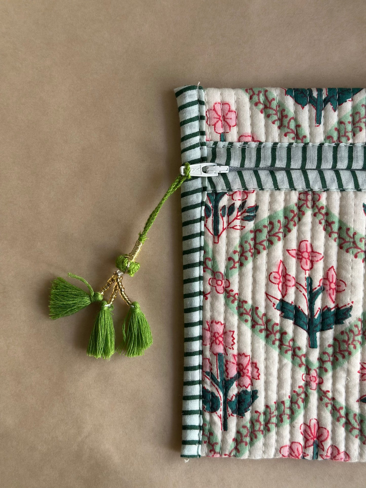Floral Pink Green Envelope Pouch