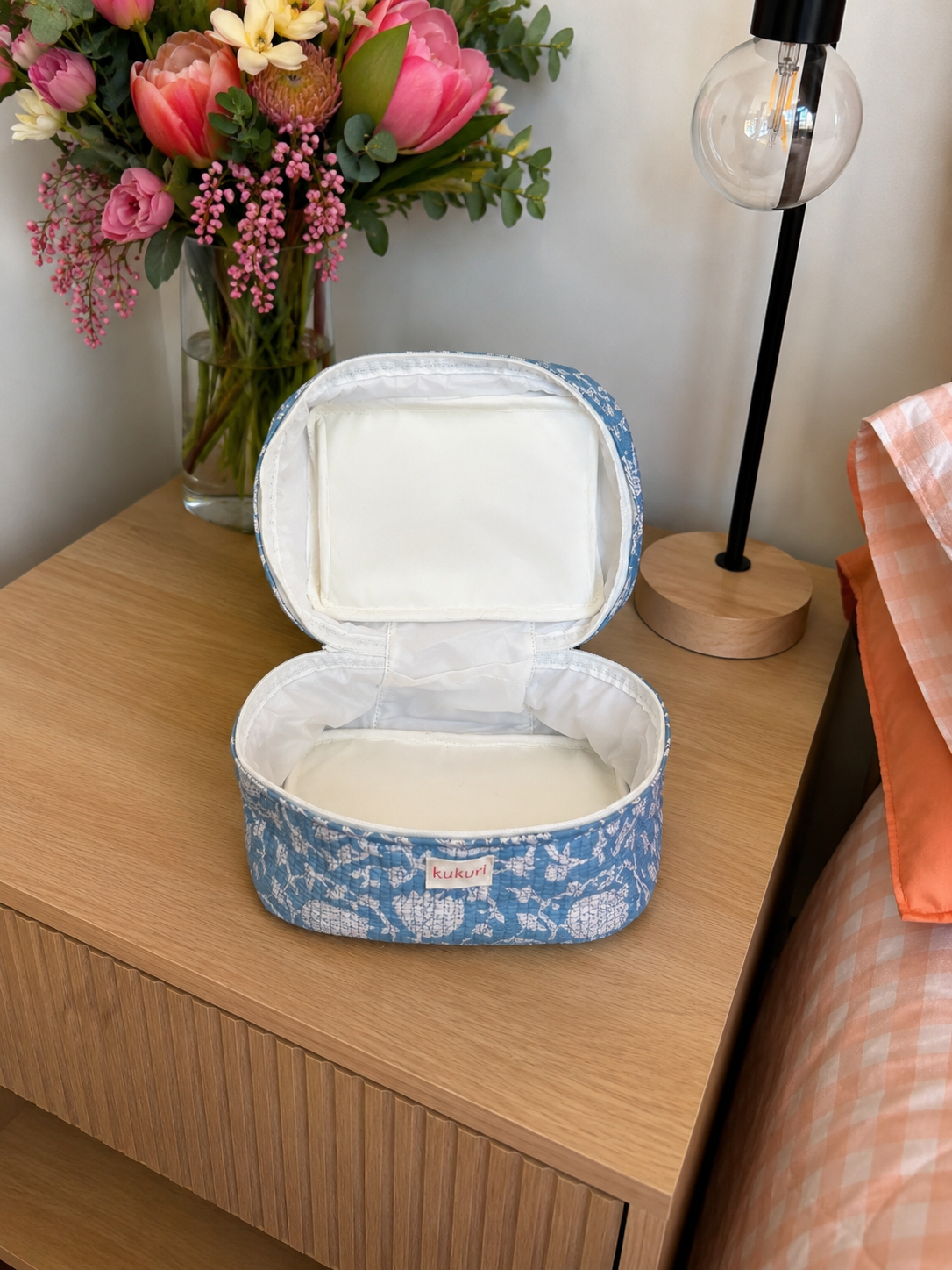 Blue Floral Vanity Bag