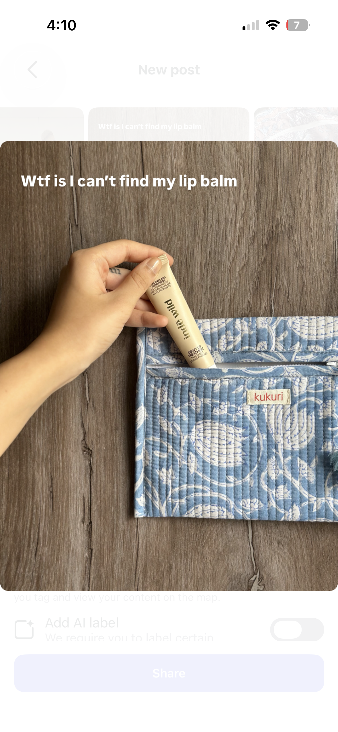 Blue floral envelope pouch