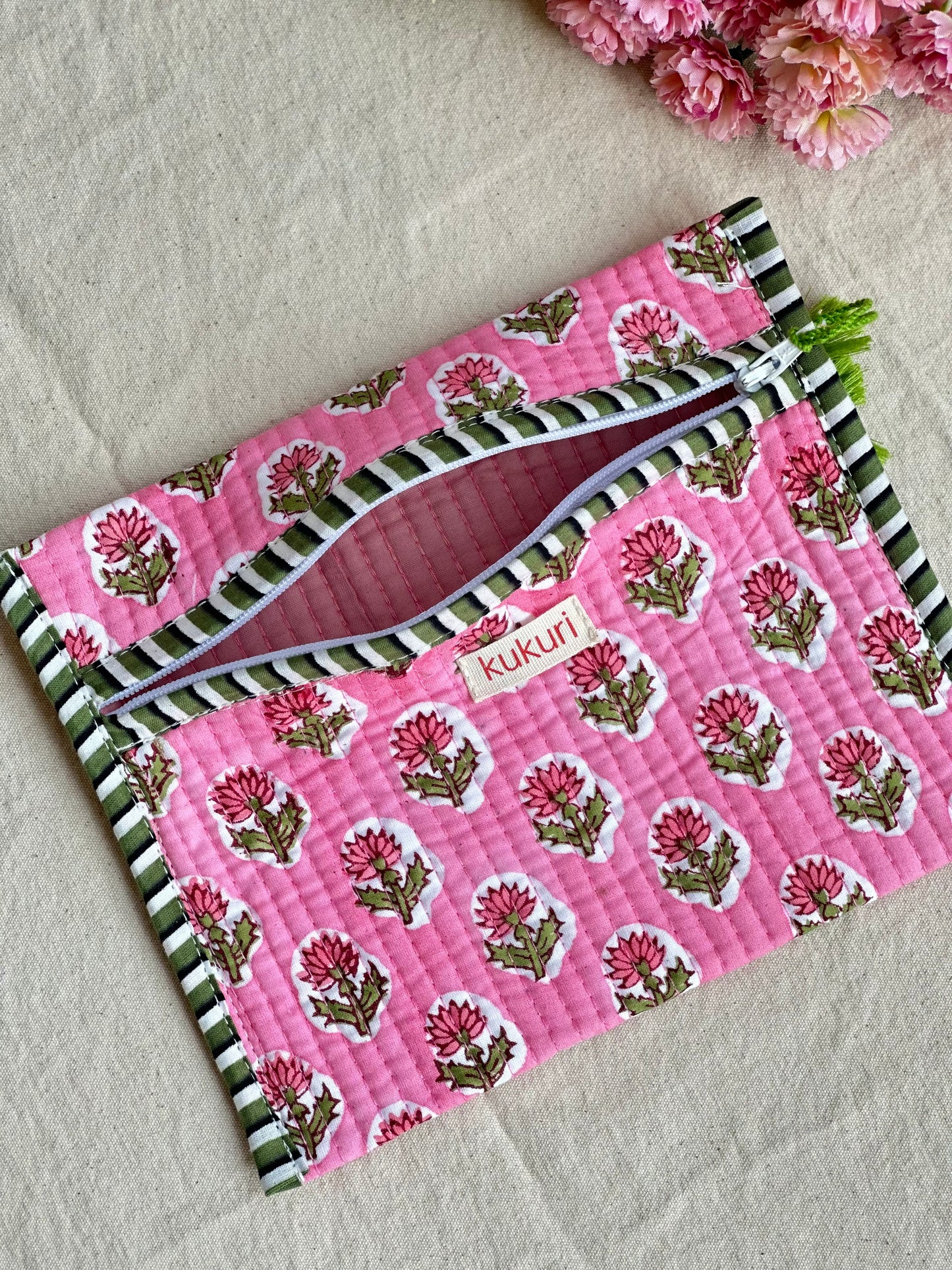 Pink floral envelope pouch