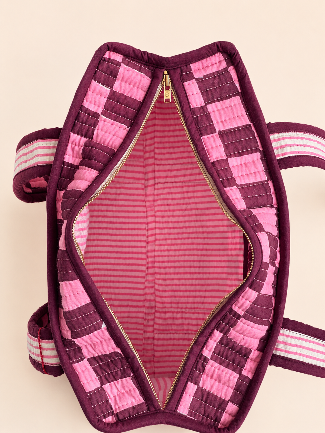 Cherry Check Midi Tote