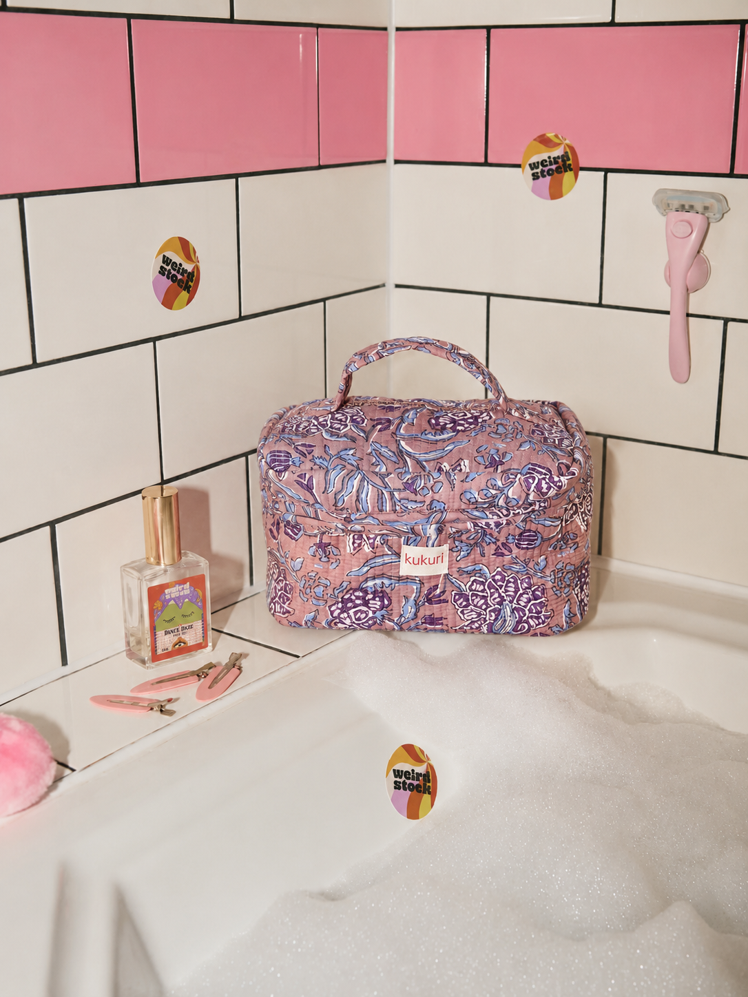 Brown Floral Vanity Bag