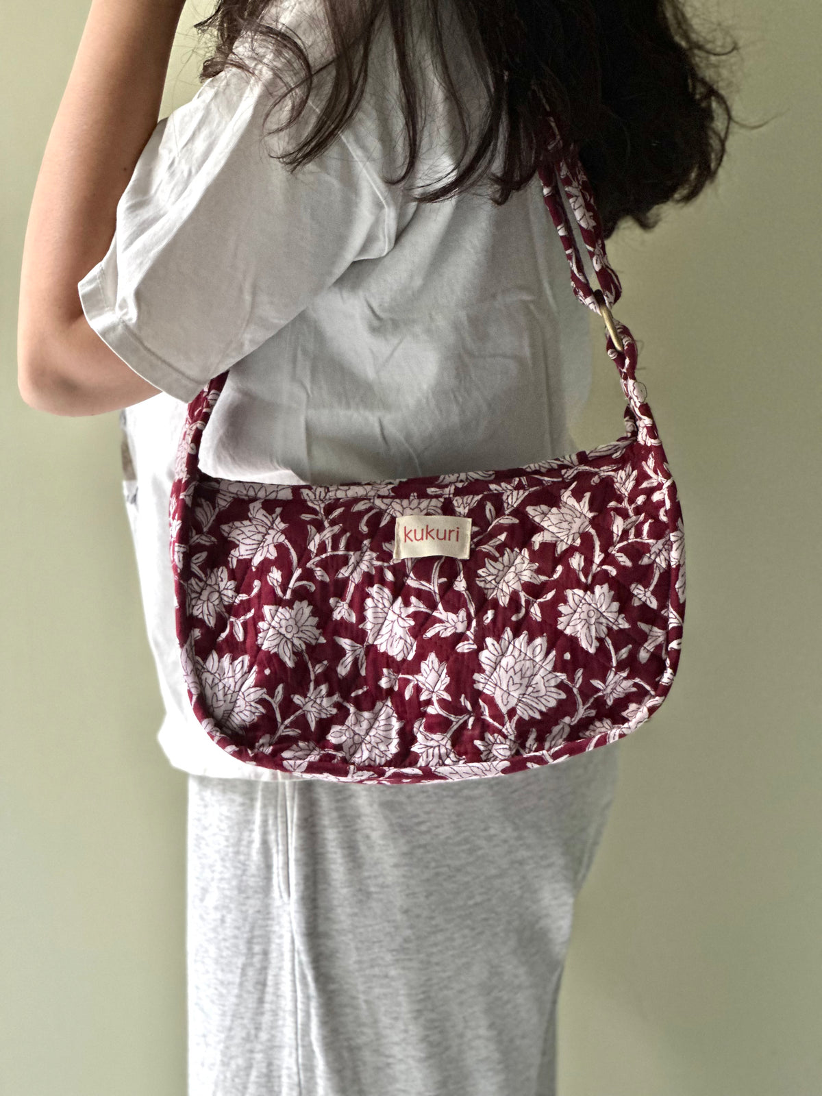 Maroon Floral Handbag