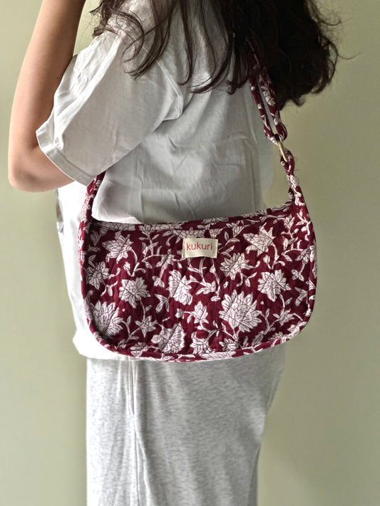 Maroon Floral Handbag