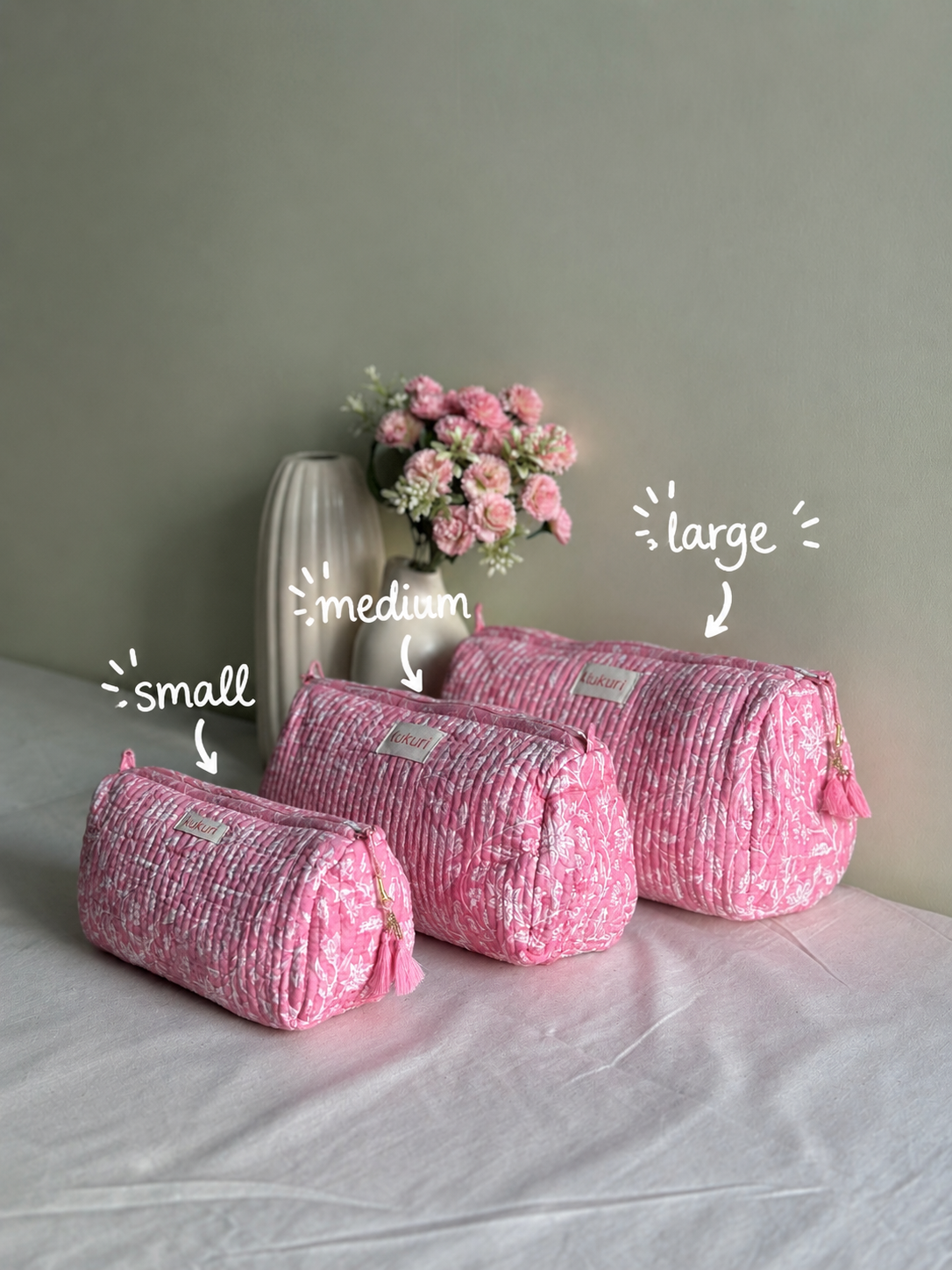 Pink Floral Large Pouch