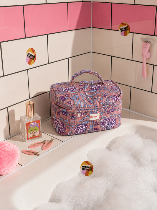 Brown Floral Vanity Bag