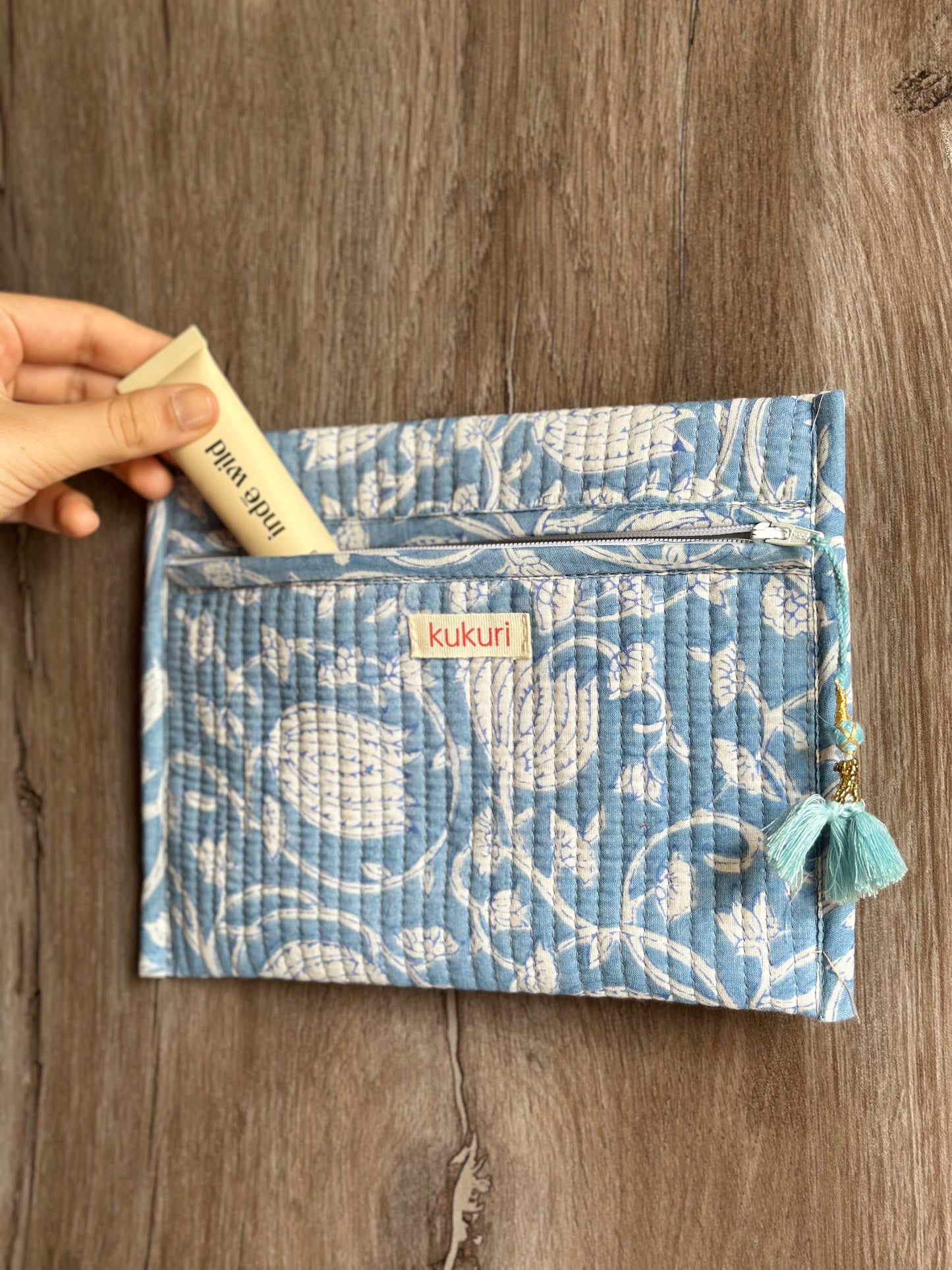 Blue floral envelope pouch
