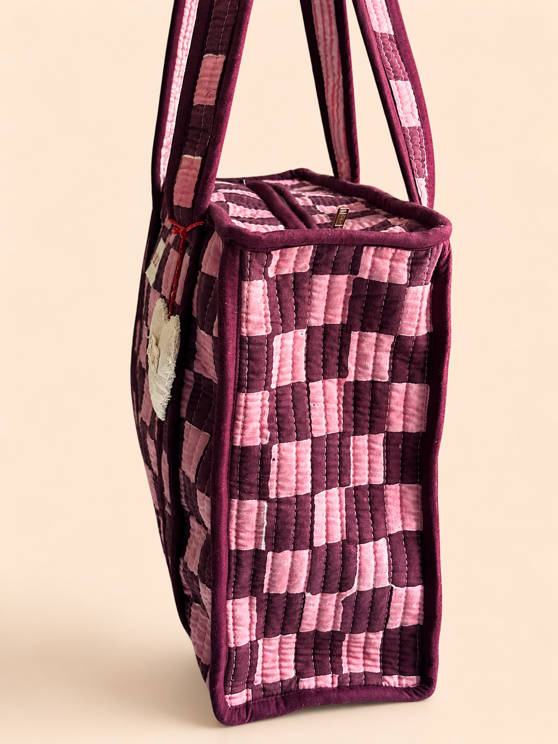 Cherry Check Midi Tote
