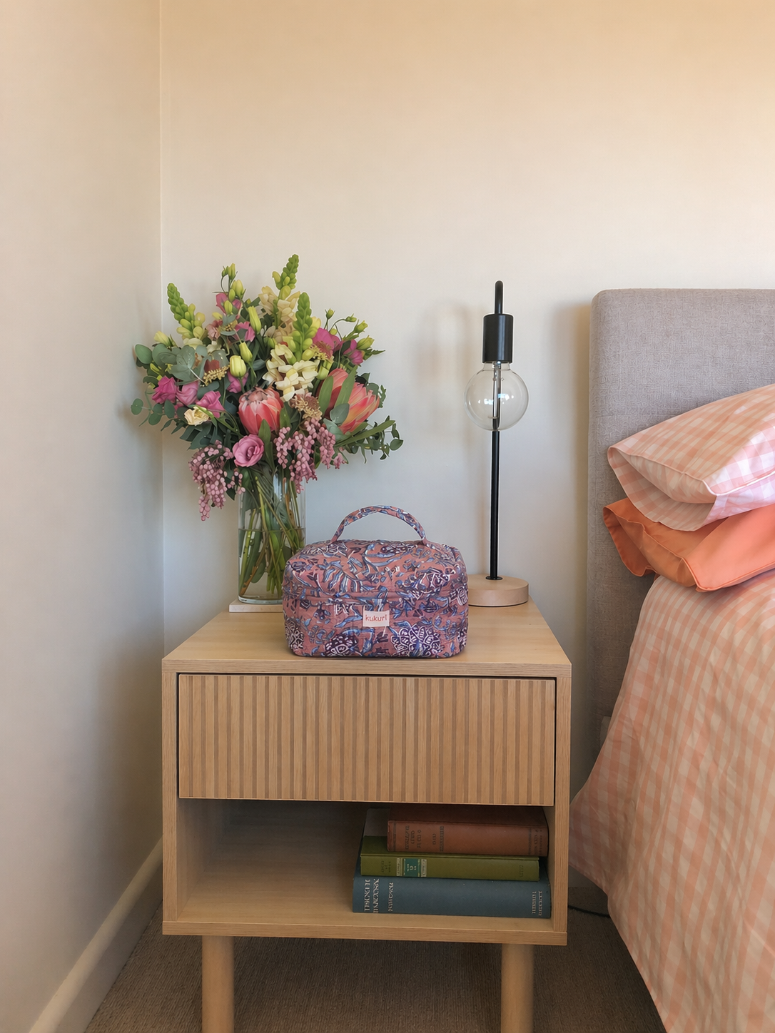 Brown Floral Vanity Bag