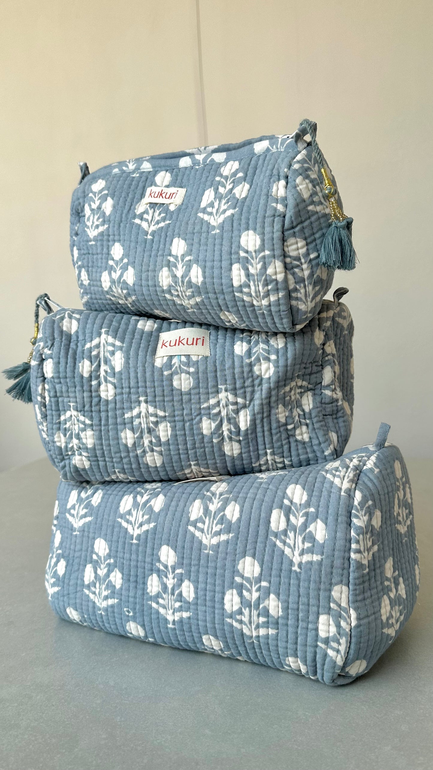 Dusty Blue Pouch (Set of 3)