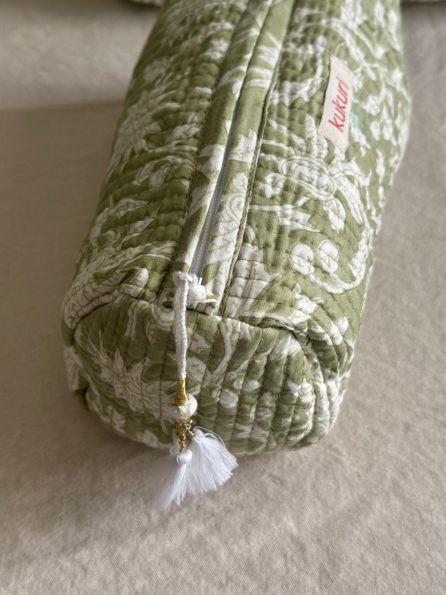 Soft Sage Floral Pouch (Set of 3)