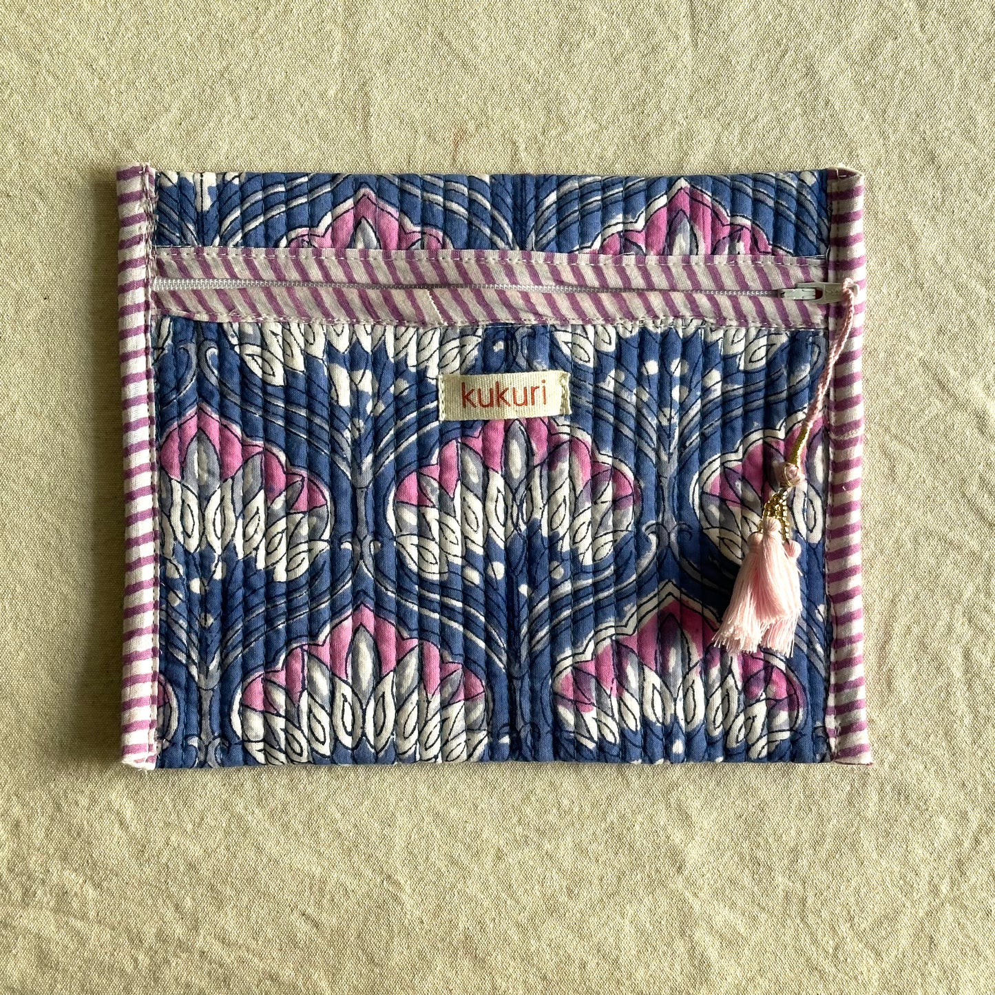 Blue & Blush Envelope Quilted Pouch