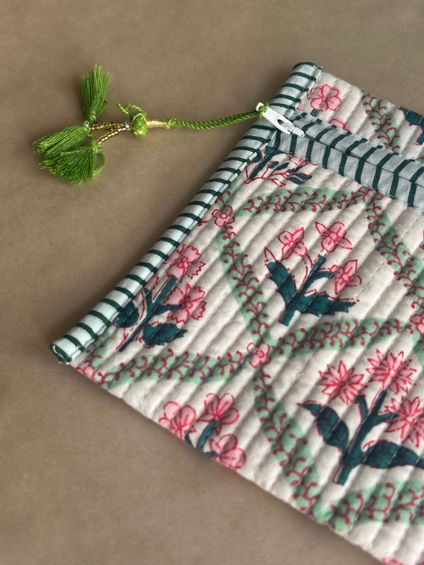 Floral Pink Green Envelope Pouch