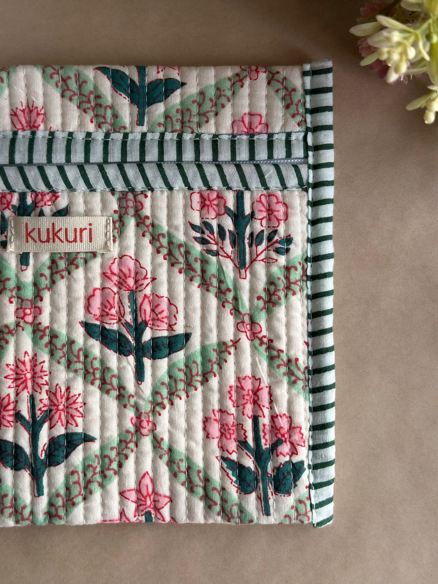 Floral Pink Green Envelope Pouch