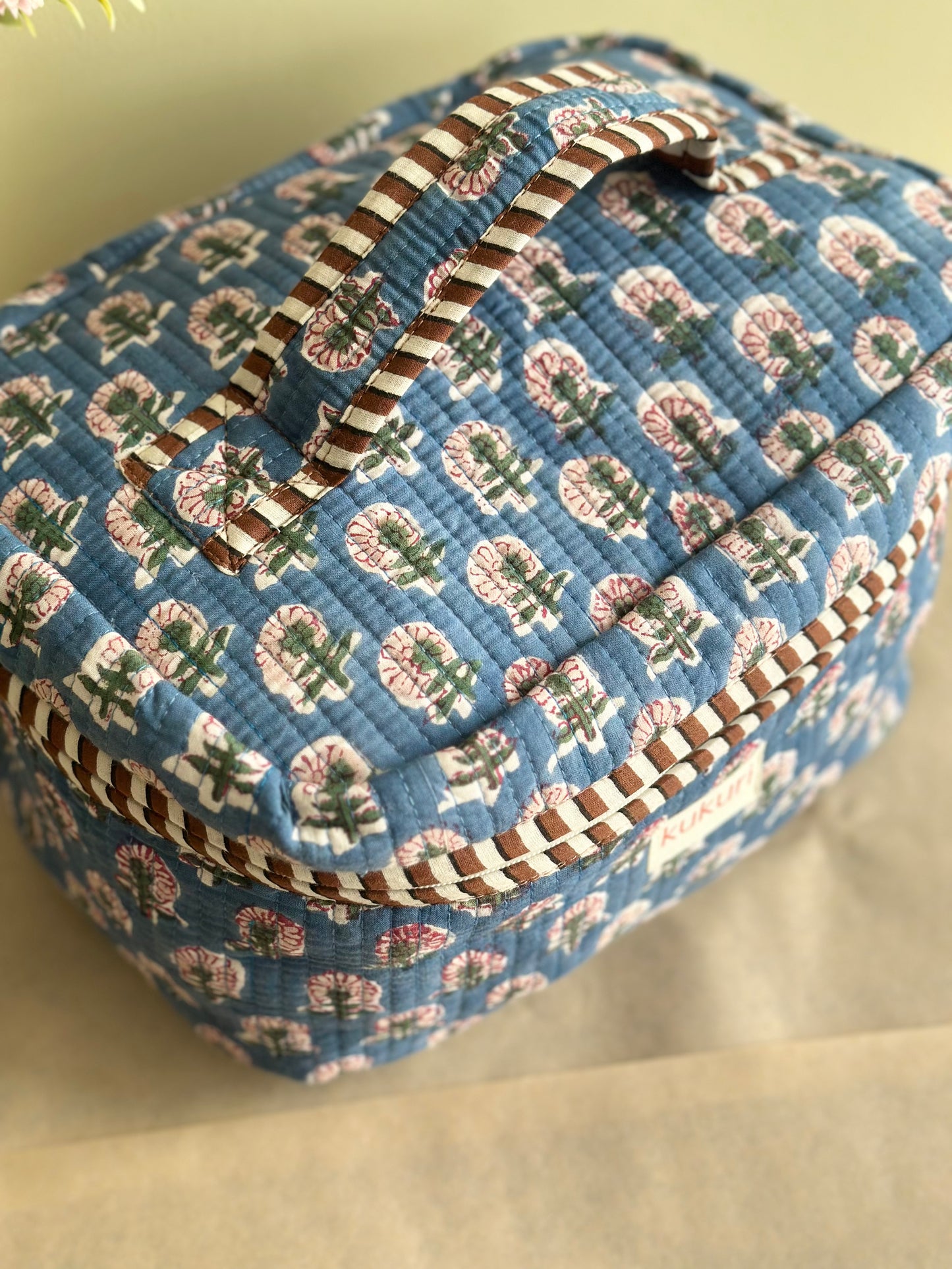 Indigo Floral Vanity Pouch